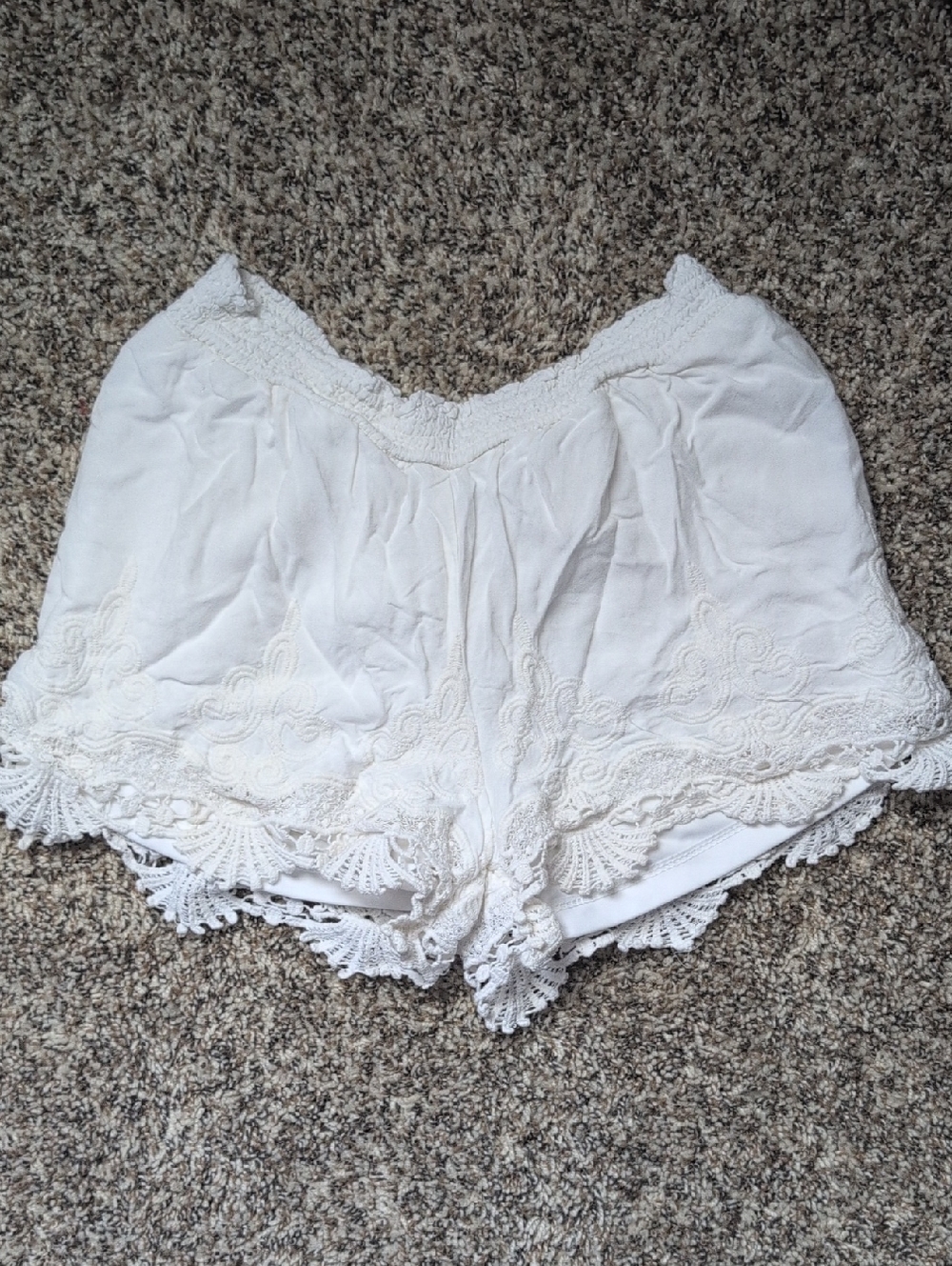 Kendall & Kylie White Elastic Waist Smocked Top